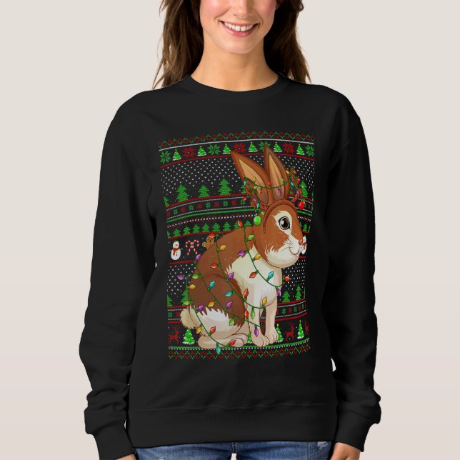 Moletom Ugly Xmas Sweater Style Lighting Rabbit Christmas (Frente)