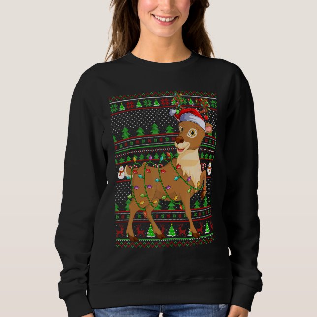 Moletom Ugly Xmas Sweater Style Lighting Reindeer Christma (Frente)