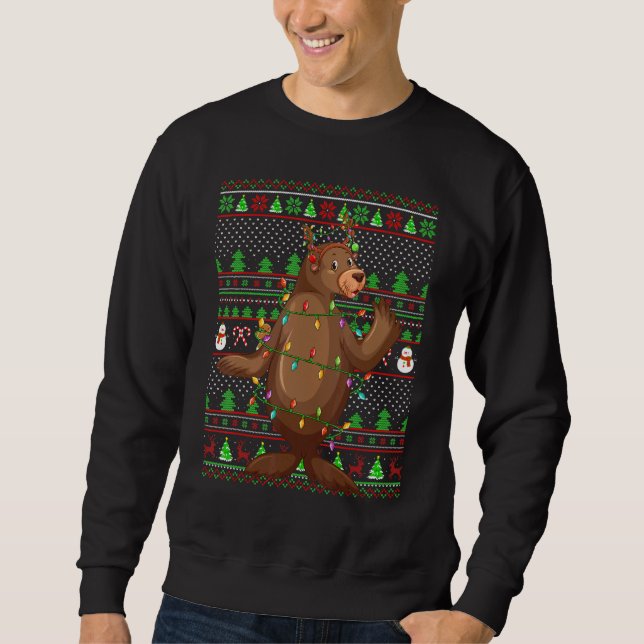Moletom Ugly Xmas Sweater Style Lighting Sea Lion Christma (Frente)