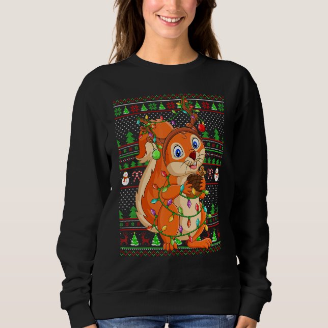 Moletom Ugly Xmas Sweater Style Lighting Squirrel Christma (Frente)