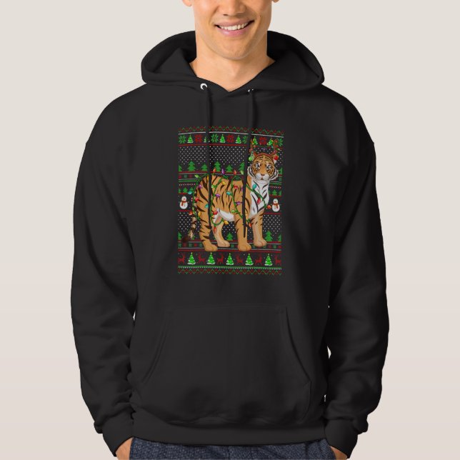 Moletom Ugly Xmas Sweater Style Lighting Tiger Christmas (Frente)