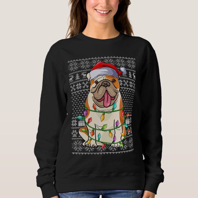 Moletom Ugly Xmas Sweater Style Santa American Bulldog Chr (Frente)