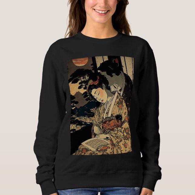 Moletom Ukiyo E Retro Japanese  Love During Wartime Dark R (Frente)