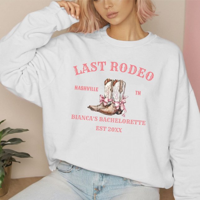 Moletom Último Rodeio Western Coquette botas Bachelorette (Criador carregado)