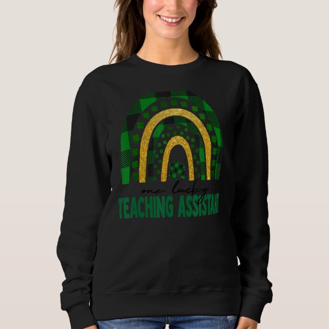Moletom Um Assistente de Ensino Sortudo Rainbow St Patrick (Frente)