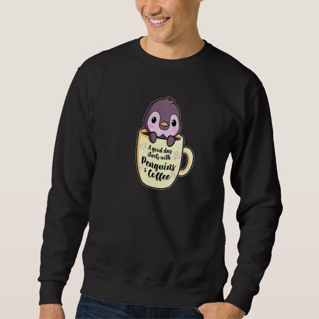 Moletom Um Bom Dia Com Café E Pinguins Pinguim 3 (Frente)