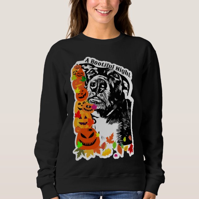 Moletom Um Cachorro Pitbuloso Noturno Negro E Branco (Frente)