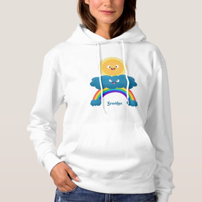 Moletom Um desenho animado da nuvem-arco-íris, uma nuvem d (Frente)