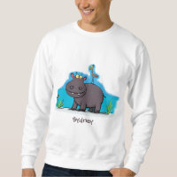 Um hipopótamo engraçado bonito com desenhos animad