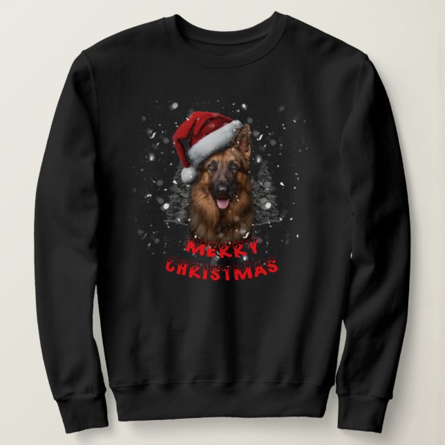 Moletom Um suor de Natal feliz German shepherd. (Frente do Design)