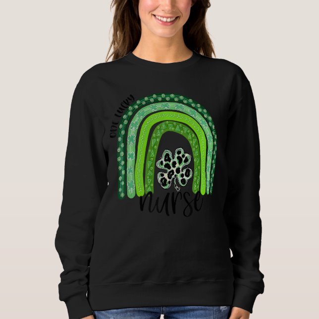 Moletom Uma Enfermeira Sortuda Boho Rainbow Leopard Rua Ir (Frente)