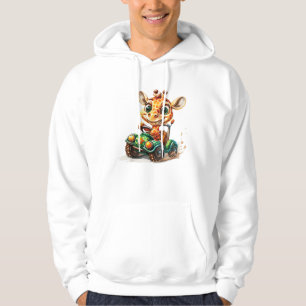 Moletom Uma Girafa Bonita Dirigindo Um Carro Na Estrada, C