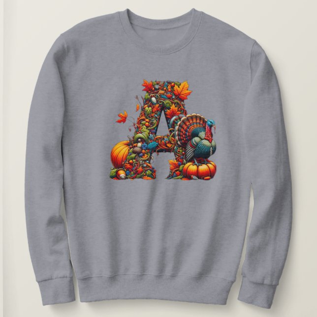 Moletom Uma letra A em estilo de Ação de Graças (Frente do Design)