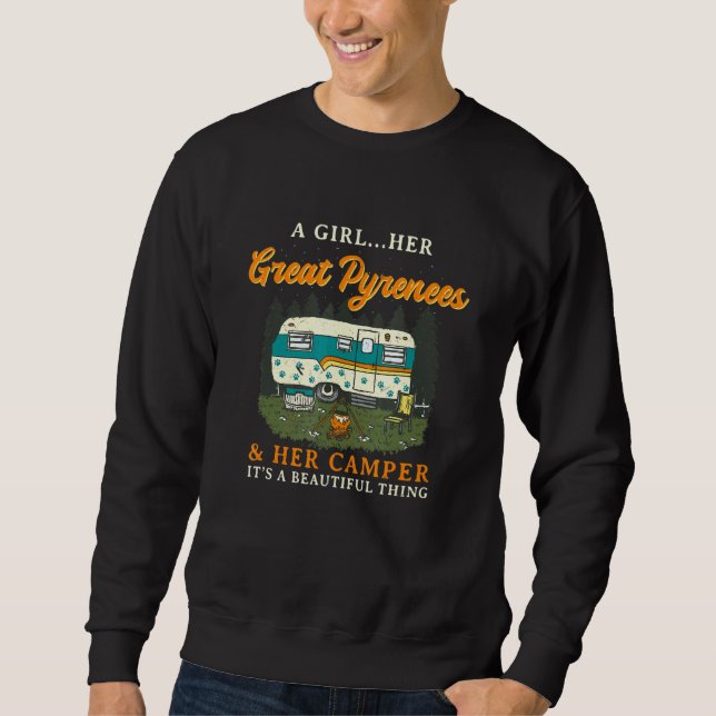 Moletom Uma Menina Seus Pirenéus Excelentes E Seu Camper P (Frente)