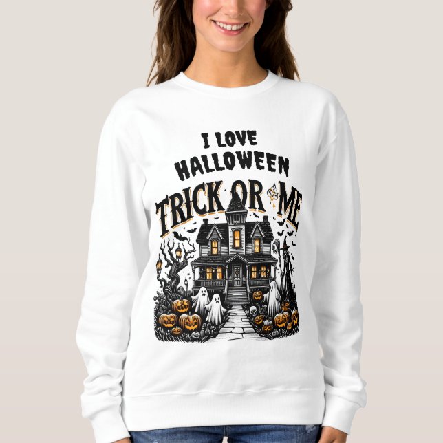 Moletom Uma noite assustadora com fantasmas e abóboras em  (Frente)