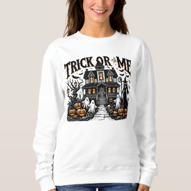 Moletom Uma noite assustadora com fantasmas e abóboras em  (Frente)