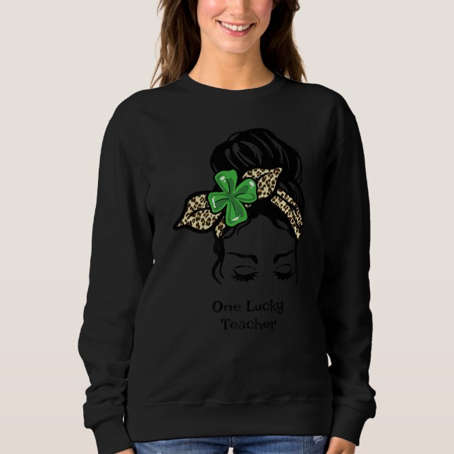 Moletom Uma Professora Sortuda, Xadrez Leopard, Clover St  (Frente)