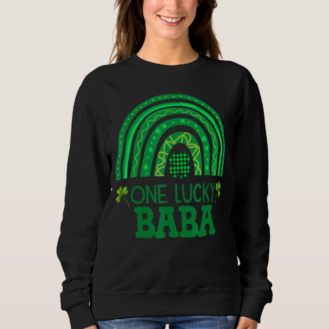 Moletom Uma Sortuda Baba Shamrock Patrick S Day Rainbow Ir (Frente)