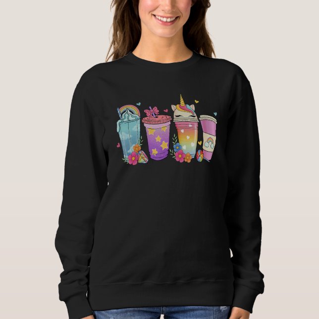 Moletom Unicorn Coffee Drinking Unicorn Girl Coffee Lover  (Frente)