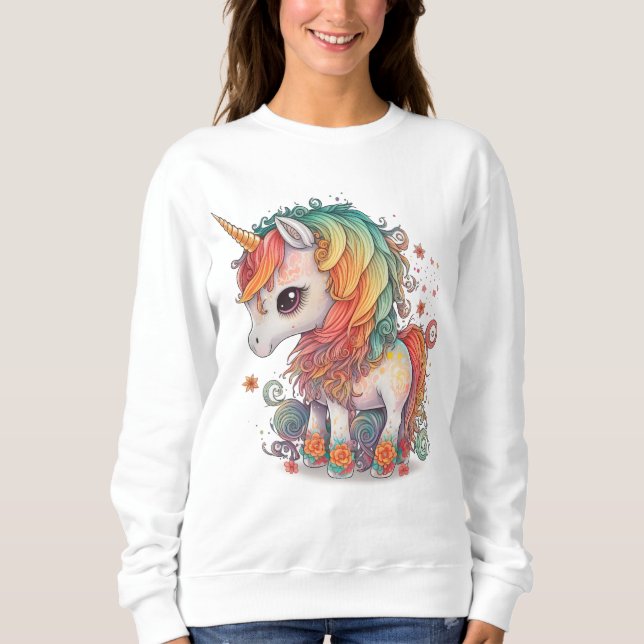 Moletom UNICORN CUTE art LADIES t-shirts SUEATSHIRT (Frente)