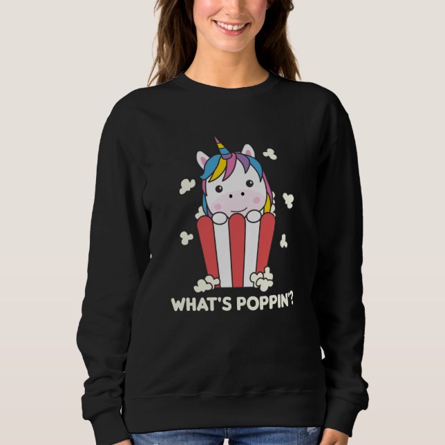 Moletom Unicorn Popcorn Whats Poppin Funny (Frente)