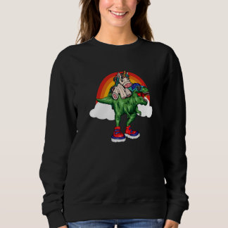 Moletom Unicorn Riding Rex Dinosaur Boys Girls Men Women R