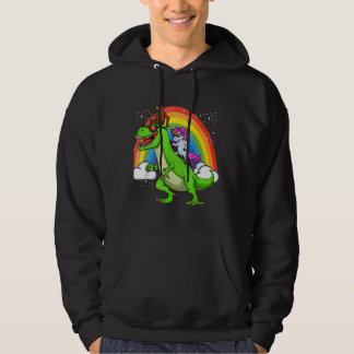 Moletom Unicorn Sloth Riding Dinosaur Rex Rainbow Gray