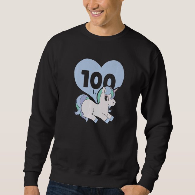 Moletom Unicorn  Teacher Student 100 Days Of School (Frente)