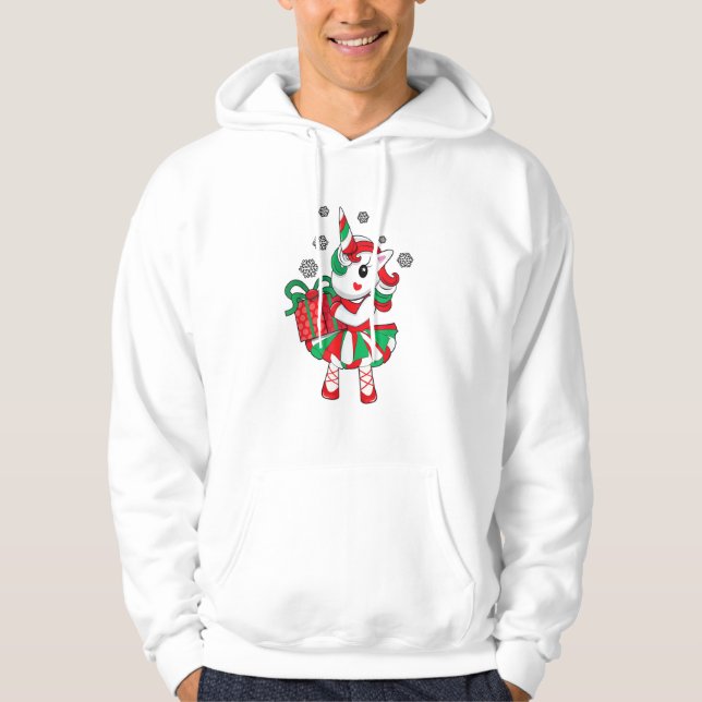 Moletom Unicórnio de Natal Diversão Meninas Crianças Floco (Frente)