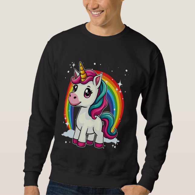 Moletom Unicórnio Para Raparigas Rainbow Cute Magical Unic (Frente)
