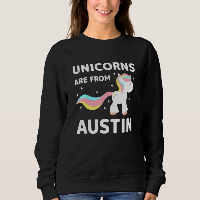 Moletom Unicórnios São De Austin Texas Residente Tx Local  (Frente)