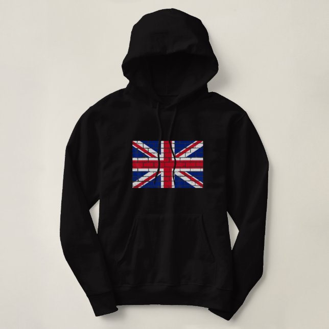 Moletom Union Jack On Brick Wall British Flag As If On Bri (Frente do Design)