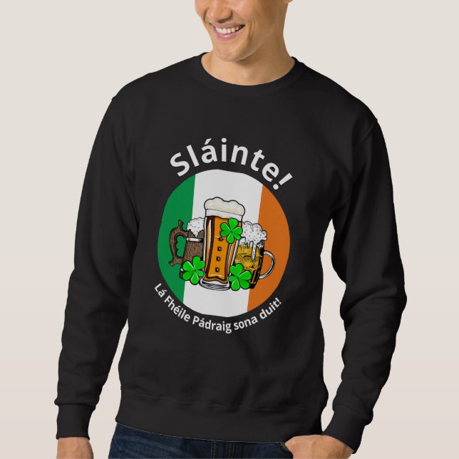 Moletom Unisex de sinalizador irlandês de DIA DE SÃO PATRÍ (Frente)
