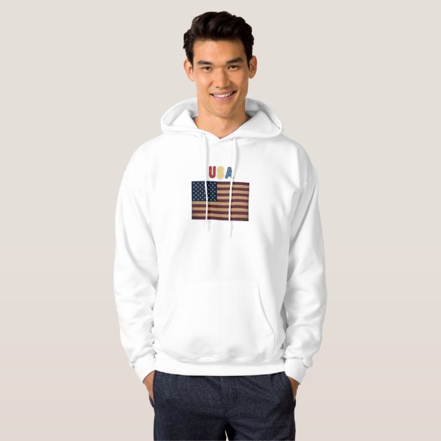 Moletom Unisex USA American Flag Retro  (Frente Completa)