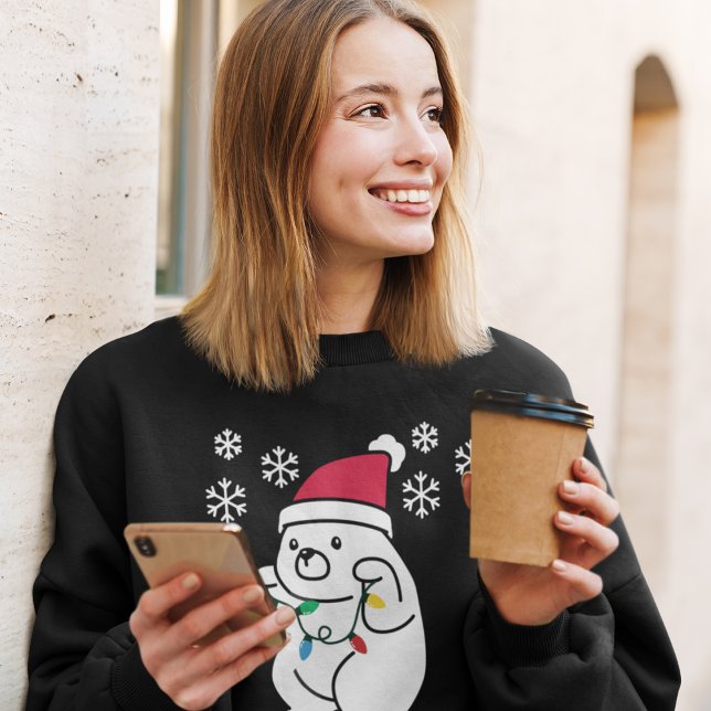 Moletom Urso bonitinho Flocos de Neve Luzes, Natal Persona (Criador carregado)