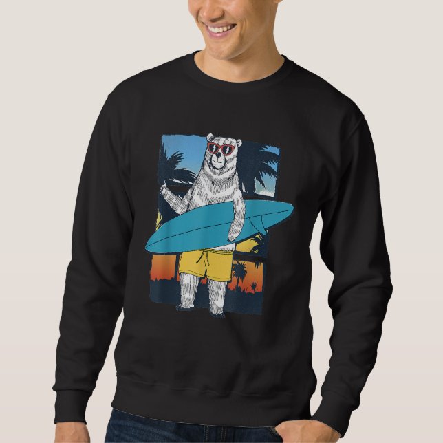 Moletom Urso com Gráfico Gradiente da Placa Surfboard (Frente)