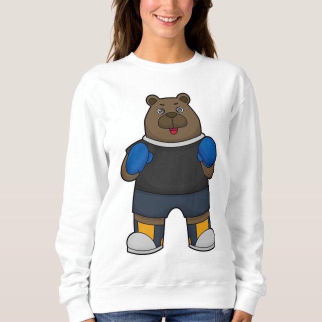 Moletom Urso como Boxer com luvas in a box (Frente)