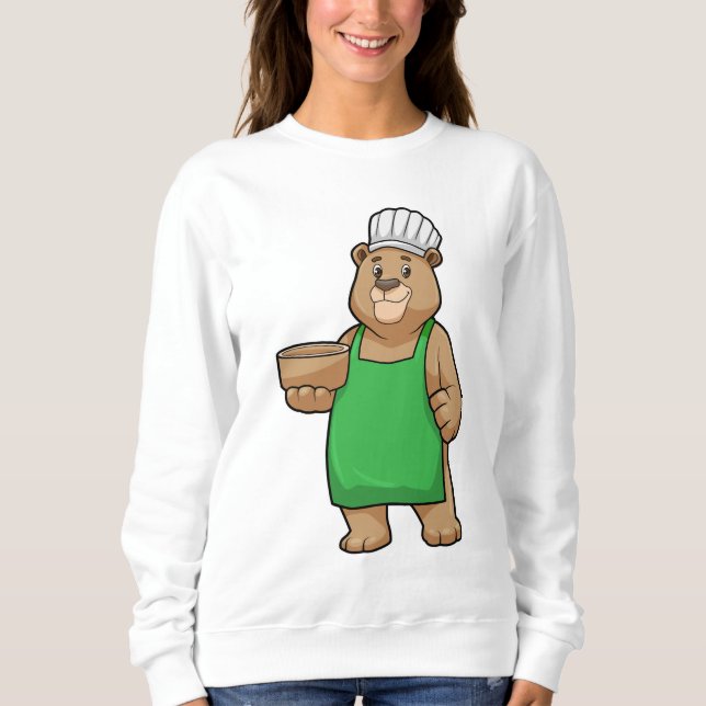 Moletom Urso como Cozinheiro com placa de Cozinhar e Bowl (Frente)