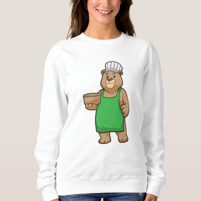 Moletom Urso como Cozinheiro com placa de Cozinhar e tigel (Frente)
