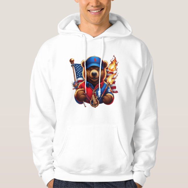 Moletom Urso de pelúcia com bandeira em chamas (Frente)