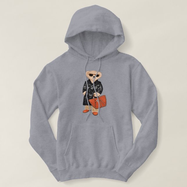 Moletom Urso de pelúcia elegante moda trench coat urso  (Frente do Design)