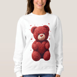 Moletom “Urso de Pelúcia Rosa Vermelha – Presente de Dia d