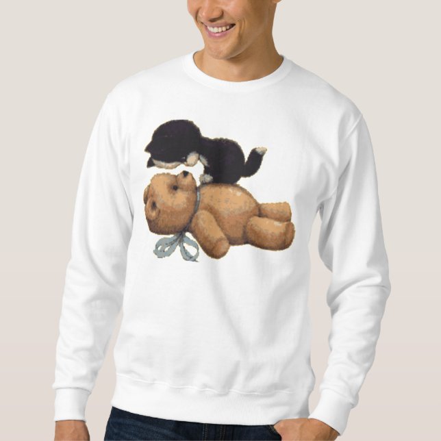 Moletom Urso de ursinho bonito e gato preto (Frente)