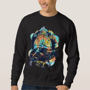 Moletom Urso Florestal Retro Montanhas Negras Mola Aquarel