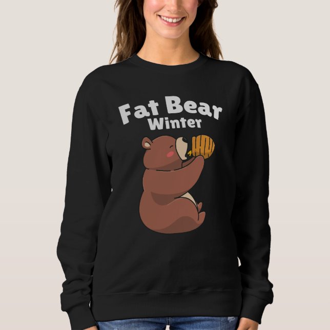 Moletom Urso Gordo Inverno, Urso Comendo, Engraçado (Frente)