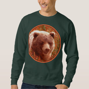 Moletom Urso Grizzly na Pintura de Arte Selvagem com Algas
