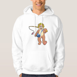 Moletom Urso na pesca com vara de pesca