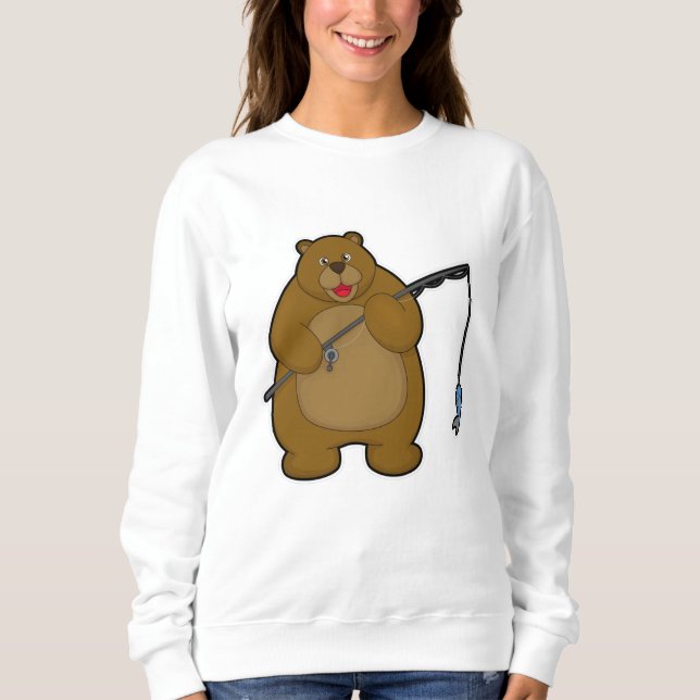 Moletom Urso na pesca com vara de pesca e peixe (Frente)