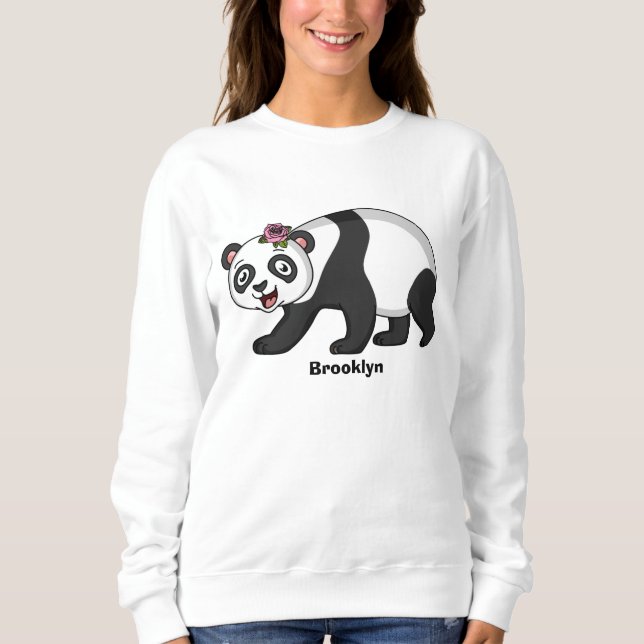 Moletom Urso panda bonito e feliz com desenho animado (Frente)