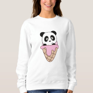 Moletom Urso Panda Rosa Sorvete Waffffle Básico Crianças